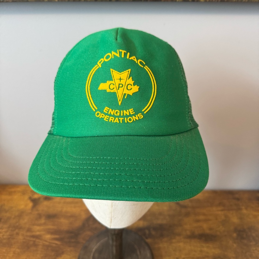 Pontiac CPC Engine Operations Trucker‎ Hat Green USA Vintage Snapback Cap